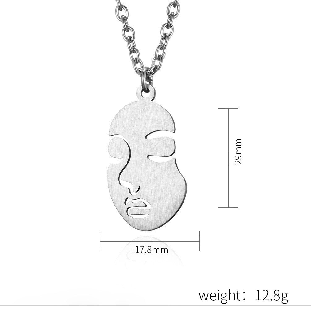 Kemstone Titanium Steel Abstract Face Necklace for Men K-PT205