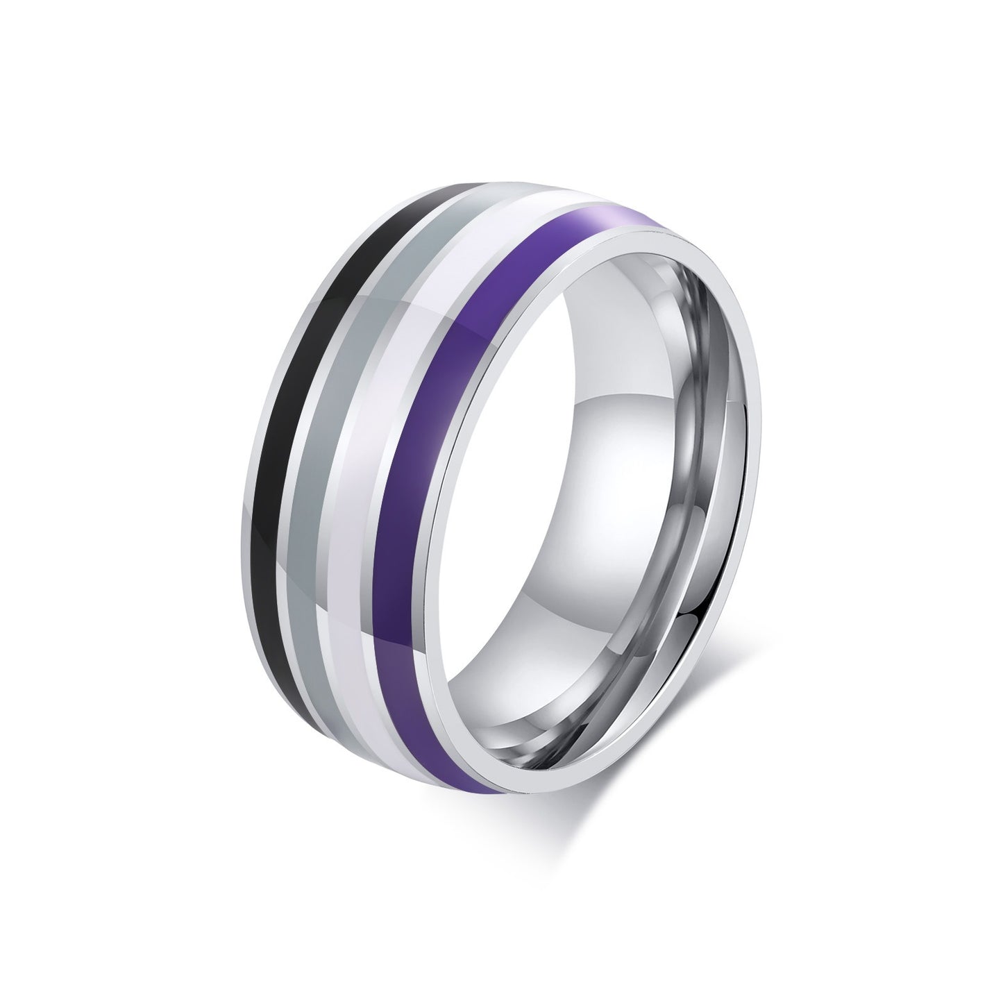 Anillo de cinta arcoíris Kemstone de 8 mm | Joya llamativa de acero de colores para uso diario y regalo PR-033