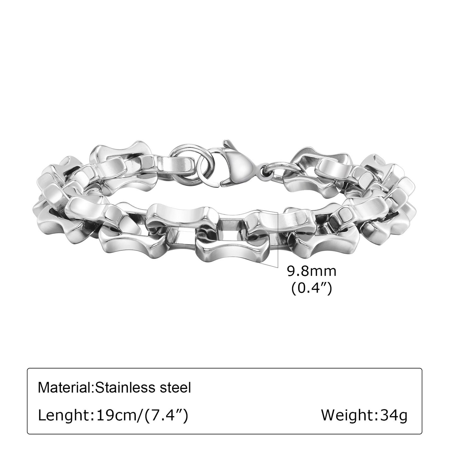 Heavy - Duty Stainless Steel Men's Bracelet – 9.8mm Retro - Gothic Street Vibe BR-1986