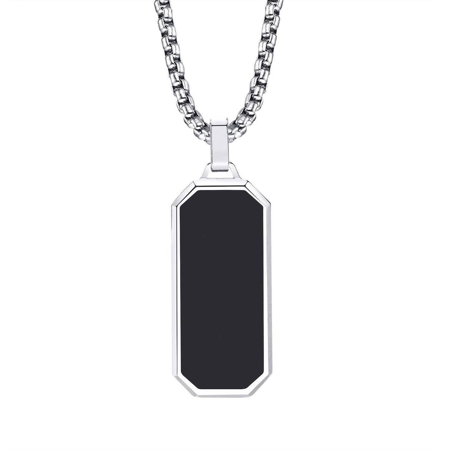 Men’s Stainless Steel Dog Tag Necklace – Geometric Minimalist Pendant PN-1858