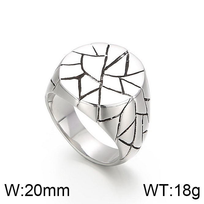 Kemstone Cracked Texture Geometric Stainless Steel Ring β Statement Gothic Jewelry | KR45394-K