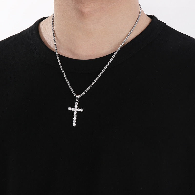 Ciondolo a croce in acciaio inossidabile Kemstone Urban Edge - Zircone micro-incastonato Hip-Hop per uomo KP116402