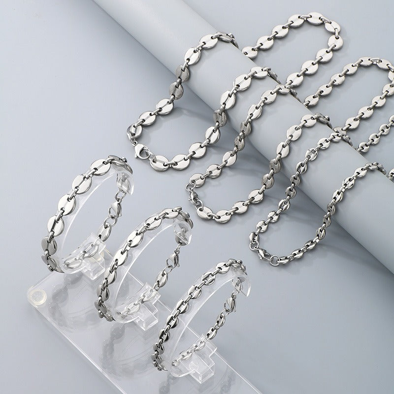 Kemstone Titanium Steel Chain Bracelet – Geometric Pig Nose Link for Men | Urban Gothic Streetwear Style KS193903-Z