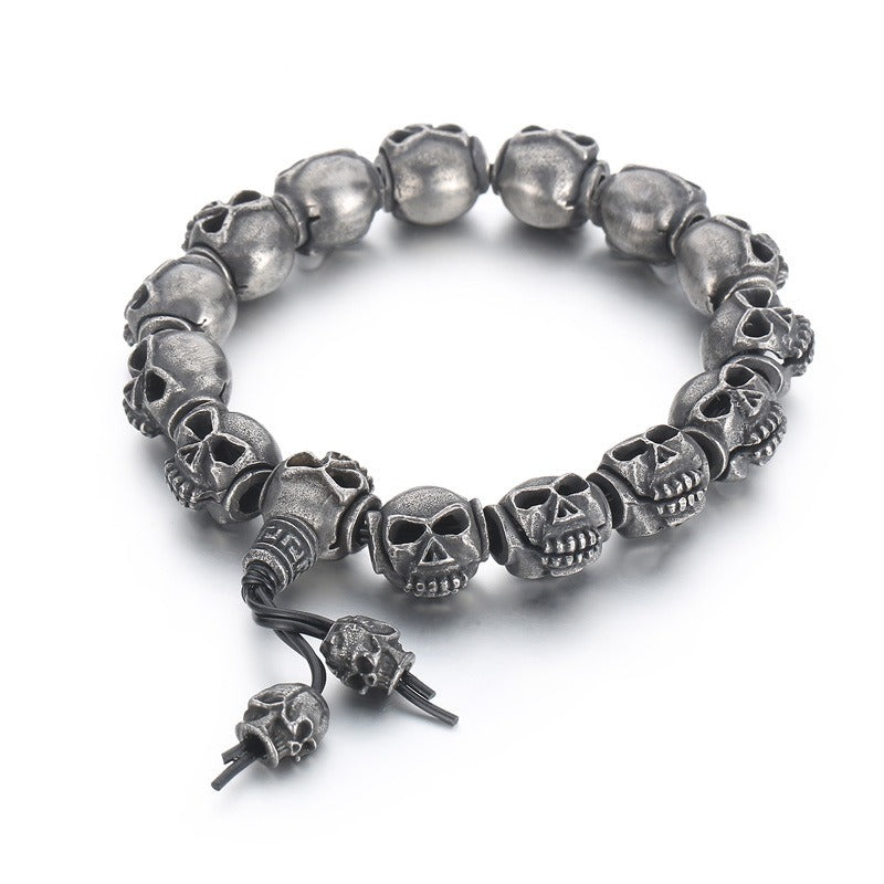 Kemstone Titanium Steel Gothic Skull Elastic Rope Bracelet for Men KB161368-KJX