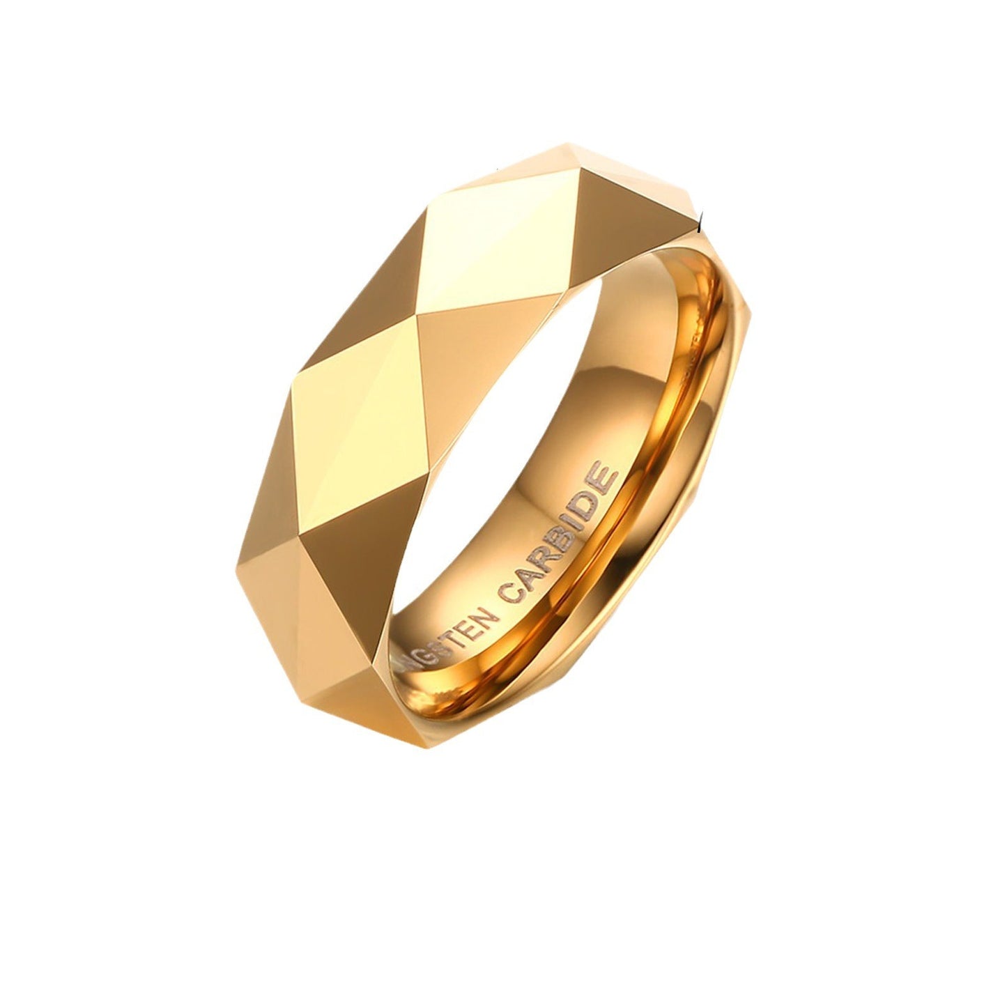 Kemstone 6MM Faceted Tungsten Steel Ring β Geometric Edge Durable Design TCR-033