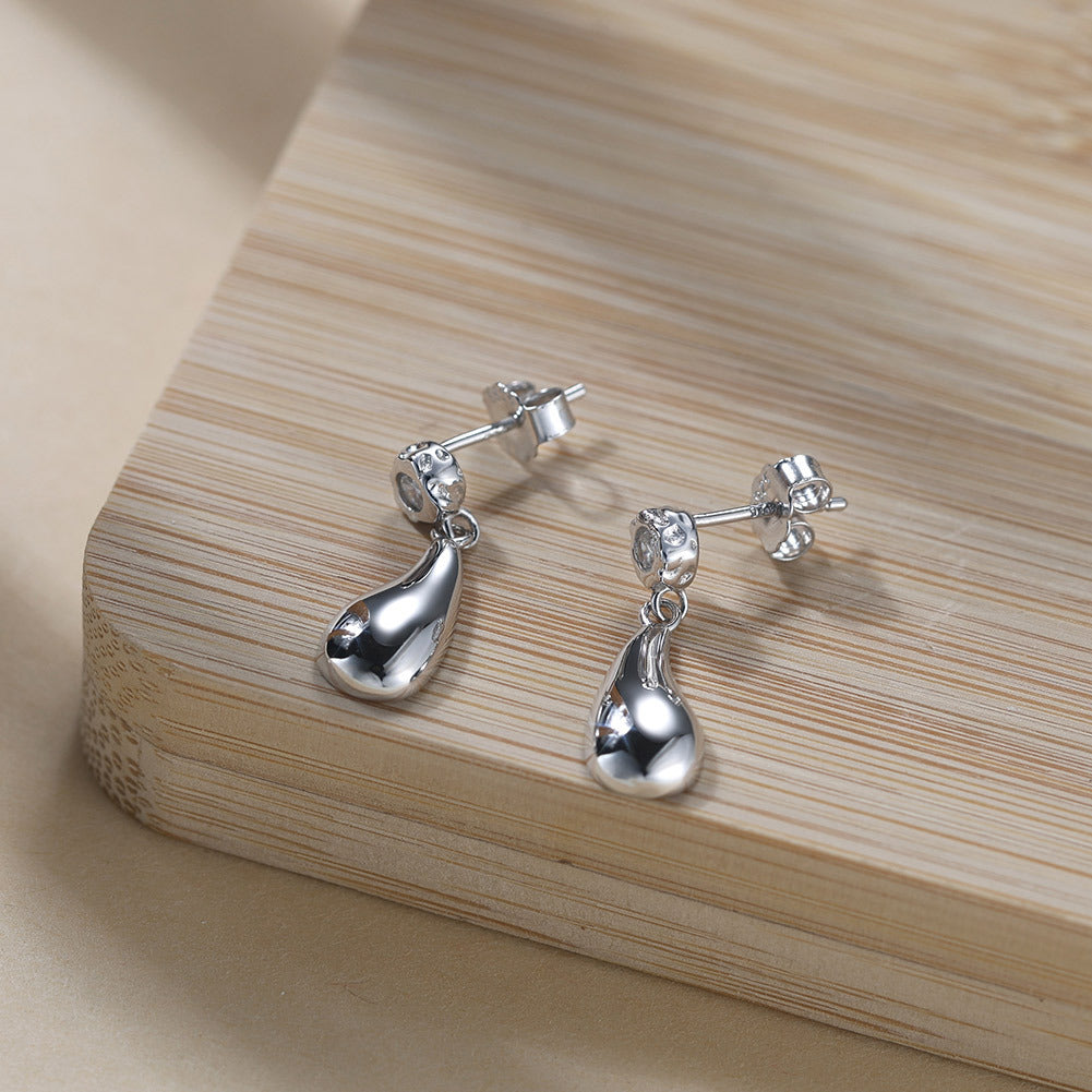 925 Sterling Silver Water Drop Earrings for Women | Minimalist Teardrop Dangle Jewelry with 5A Cubic Zirconia by Kemstone A4-APE140