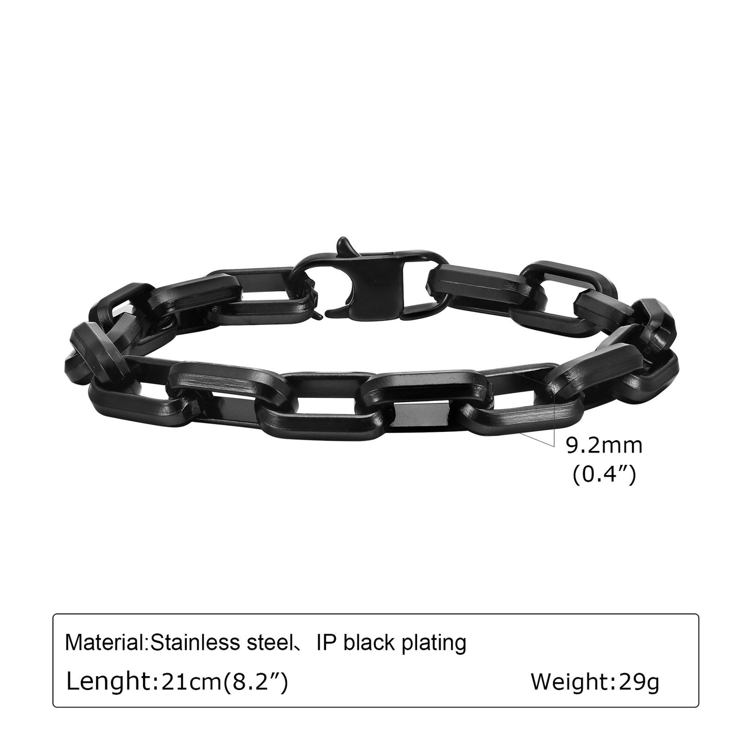 Chunky Square-Link Stainless Steel Bracelet for Men – Norse-Inspired Heavy Chain BR-1734