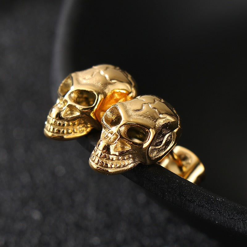 Kemstone Men’s Stainless Steel Skull Stud Earrings – Gothic Punk Style KE117706-KJX