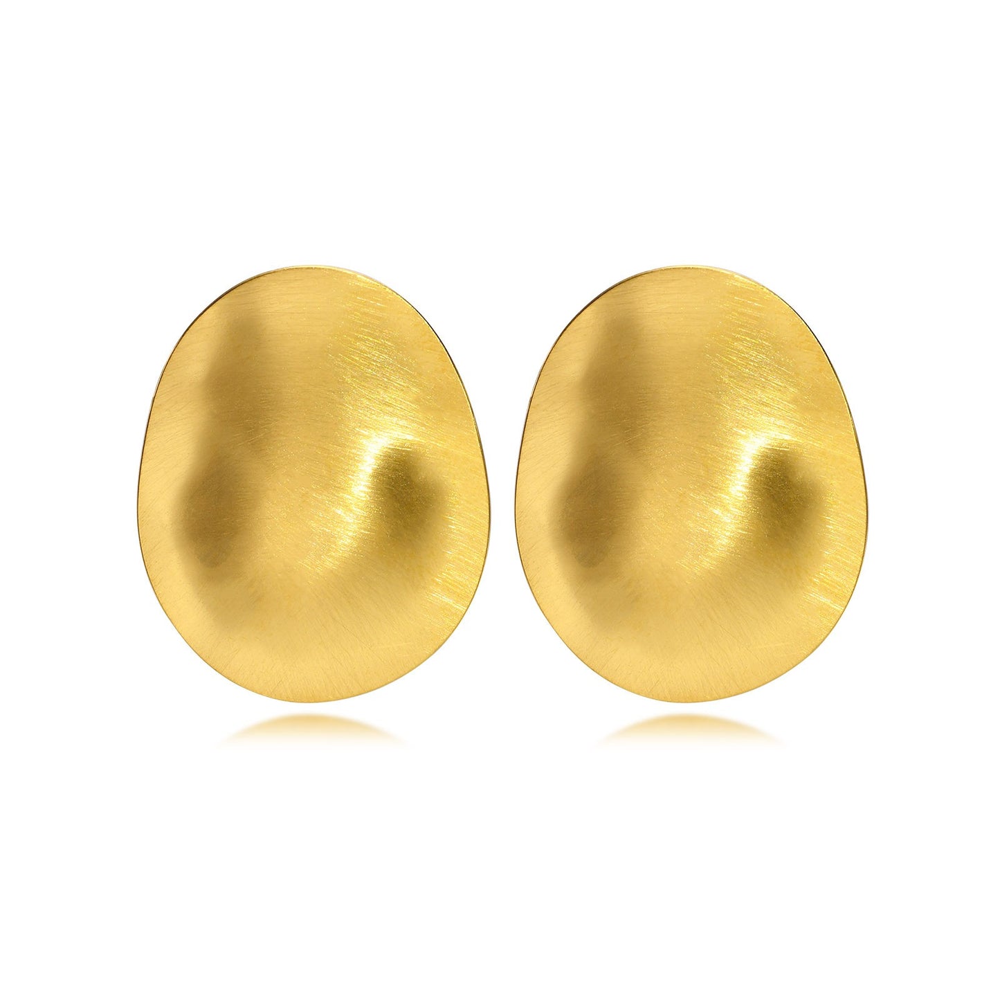 Brushed Stainless Steel Stud Earrings – Irregular Bold Design | Retro Power Form ES-399