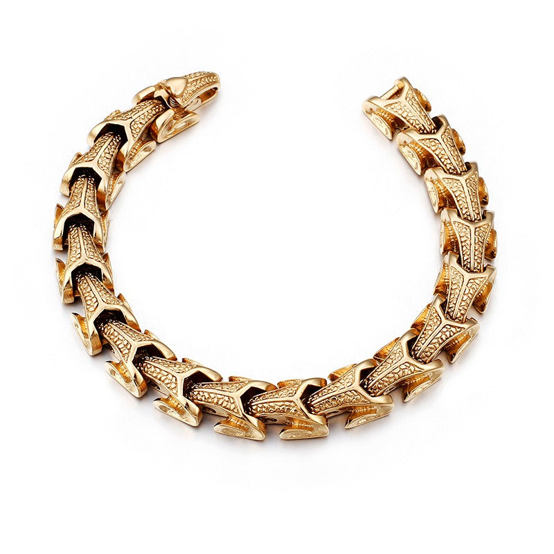 Kemstone Men’s Dragon Spine Chain Bracelet – 11mm Stainless Steel Gothic Norse KB40302-D