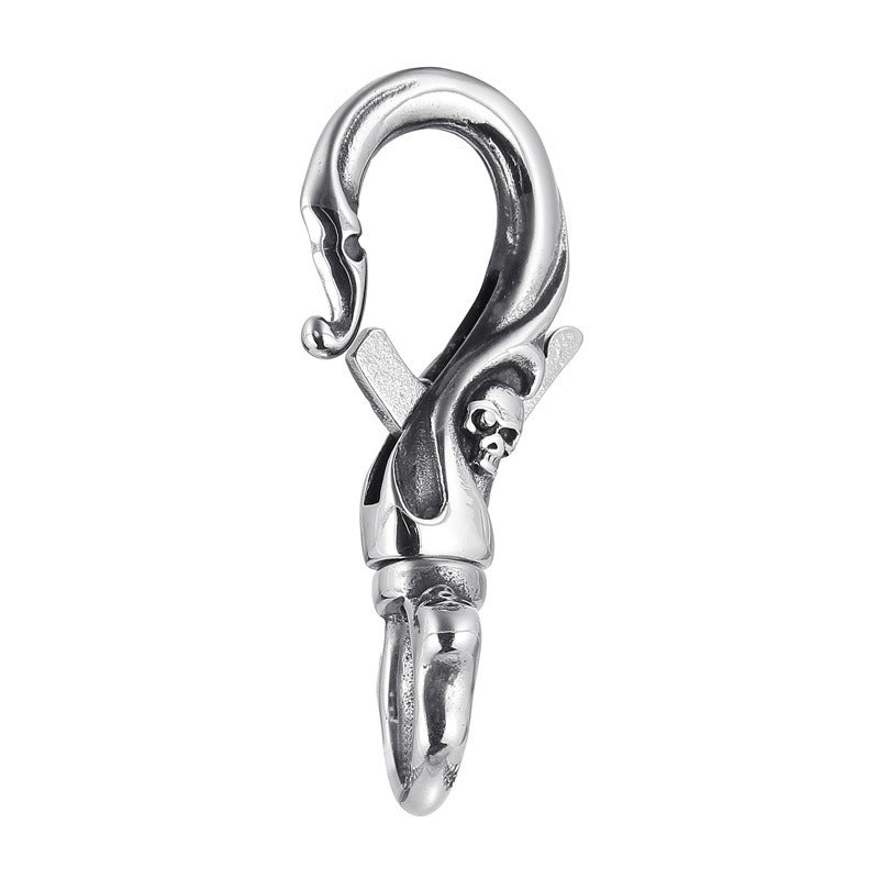 Kemstone Skull Pendant Necklace & Keychain – Stainless Steel Punk Jewelry for Men, Gothic Street Style KP47067