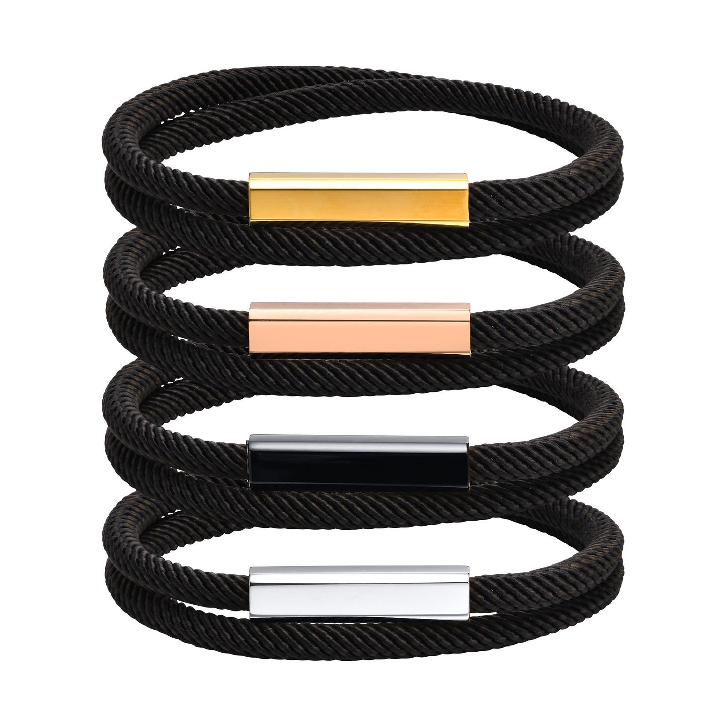 Men’s Double-Layer Milan Rope Bracelet – Stainless Steel Magnetic Clasp | Minimalist Street Style BR-1449