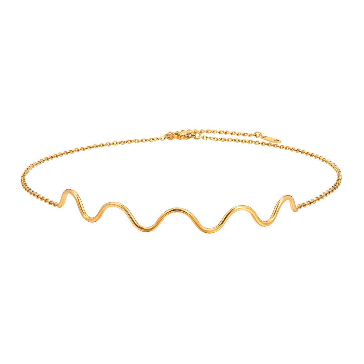 Wave Choker & Bracelet for Women – Stainless Steel Minimalist Street Jewelry | Gothic Nordic Vibe NC-1809