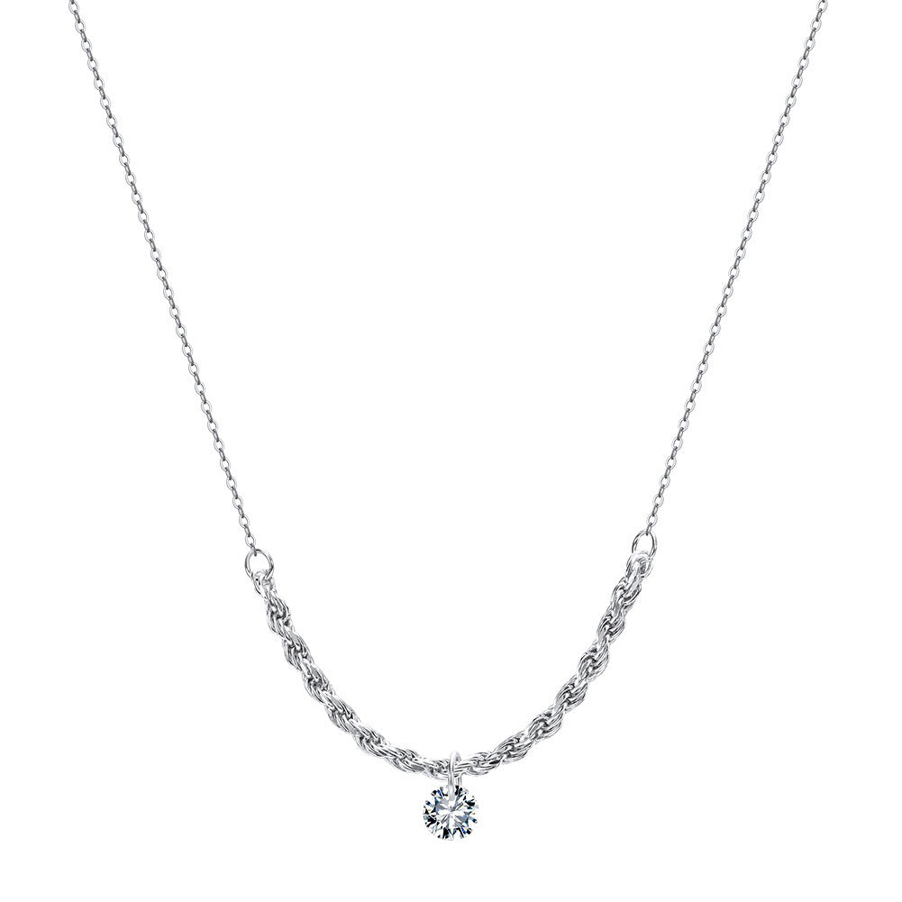 925 Sterling Silver Rope Chain Necklace with CZ Pendant – Gold & Silver Handmade Choker | Kemstone A4-BQN26
