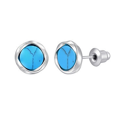 Kemstone Men’s Copper Earrings – Turquoise & Tiger Eye Mobius Studs EBS-208