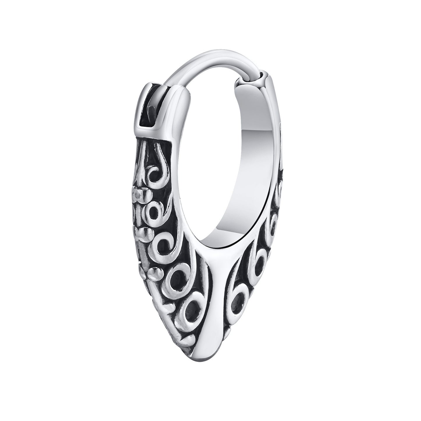 Kemstone Stainless Steel Men's Geometric Ear Cuff - Retro Matte Texture, Hypoallergenic & Lightweight EH-581