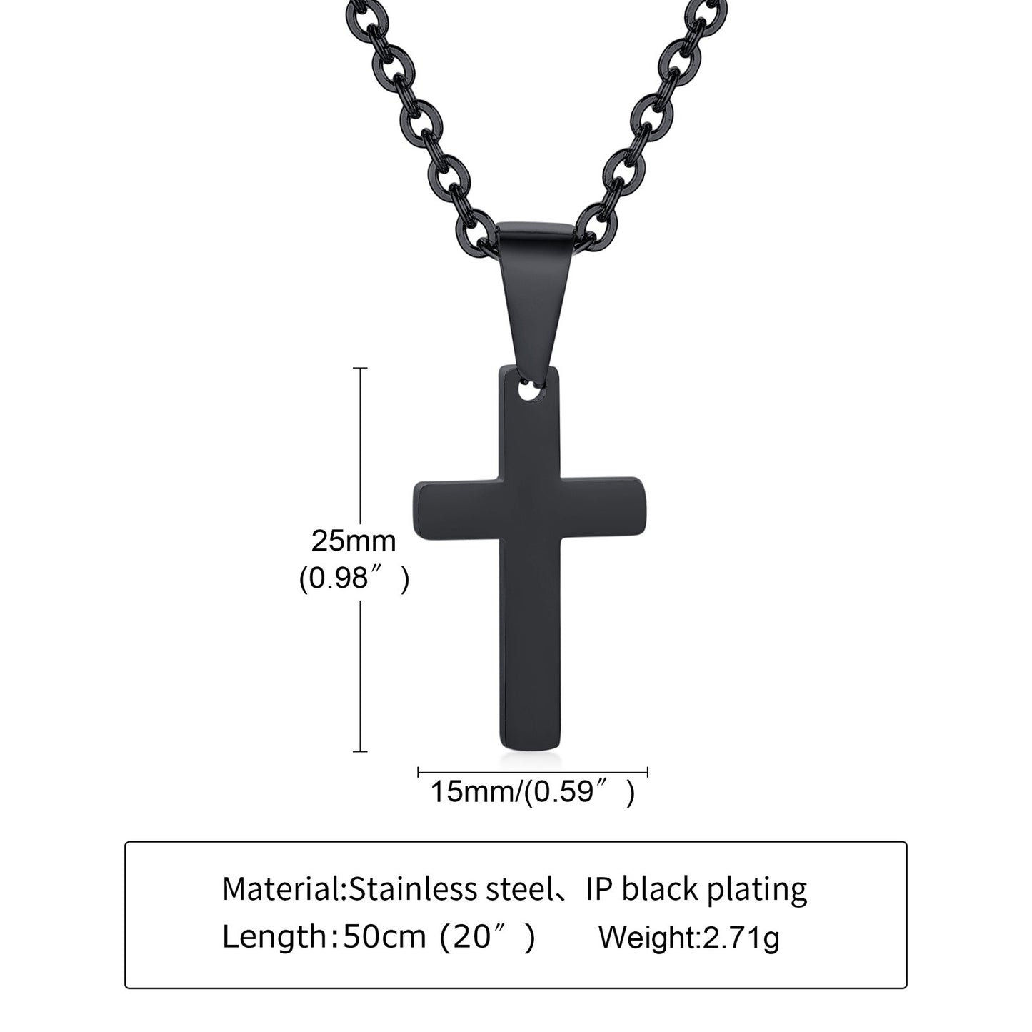 Collar con colgante de cruz de acero inoxidable Kemstone: joyería minimalista y ligera para hombres y mujeres PN-1479
