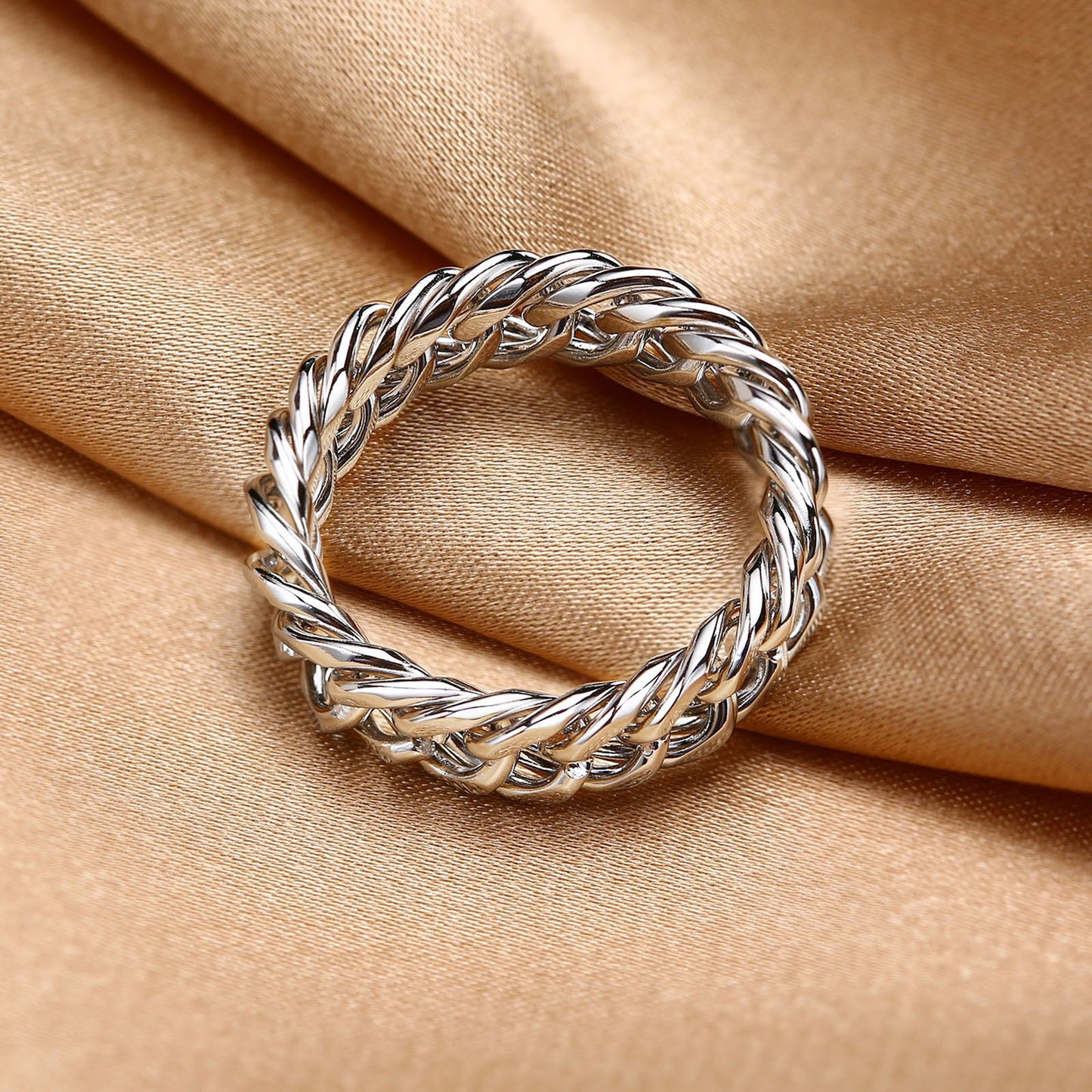 Anillo de cadena elegante de acero inoxidable Kemstone: diseño unisex moderno para el día a día RC-476