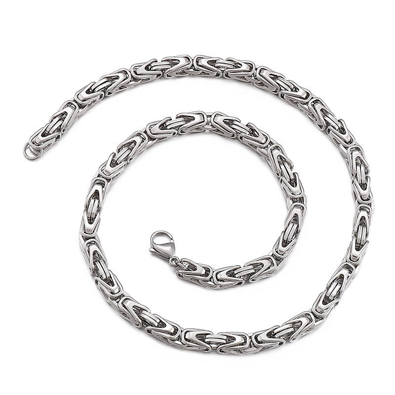 Kemstone Men’s V-Byzantine Stainless Steel Chain Set – Bold Hip Hop Link Necklace & Bracelet, 20–50cm KS141151-Z