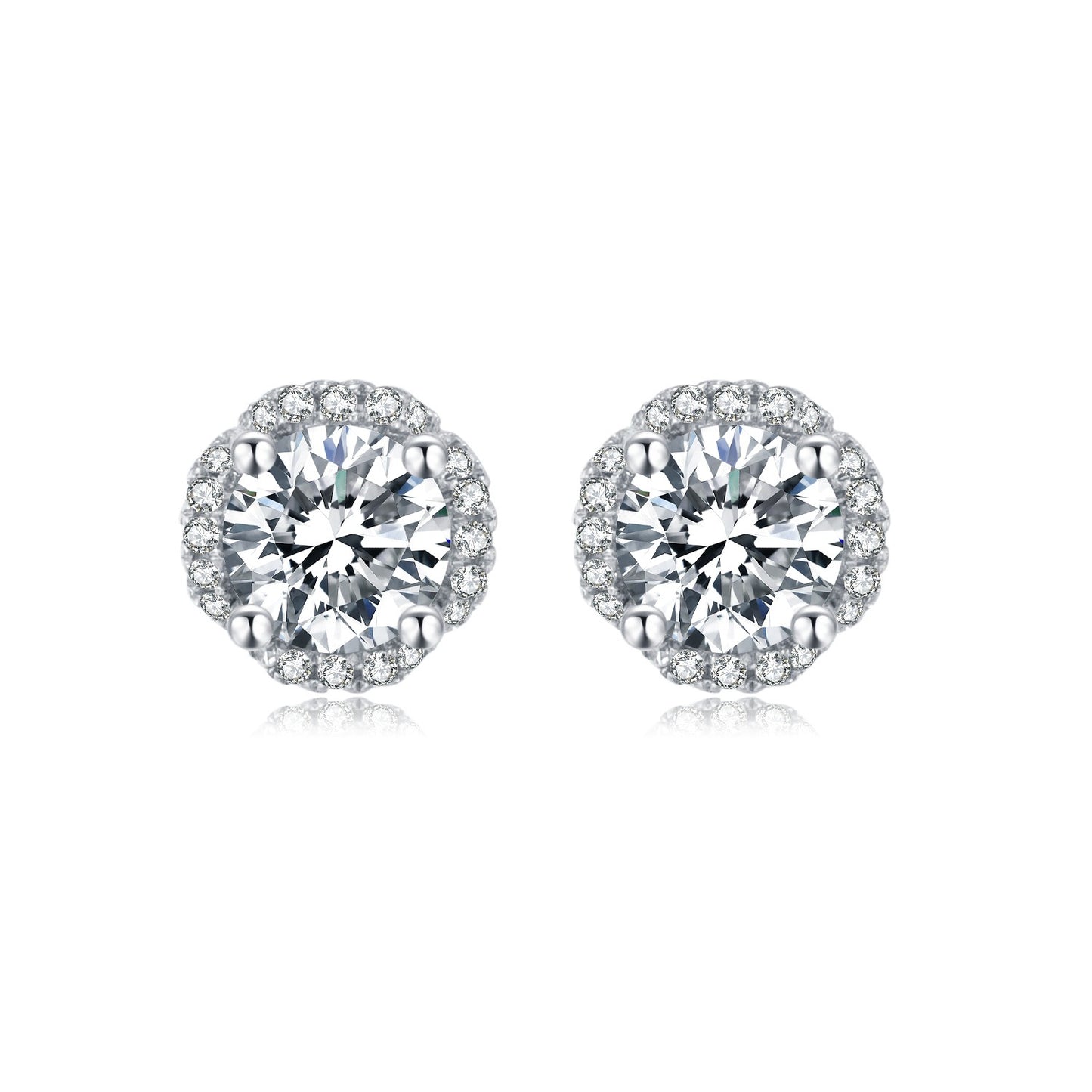 Kemstone Handcrafted 5mm VVS Moissanite Stud Earrings | 925 Sterling Silver, Elegant Diamond-Like Sparkle,K244282E