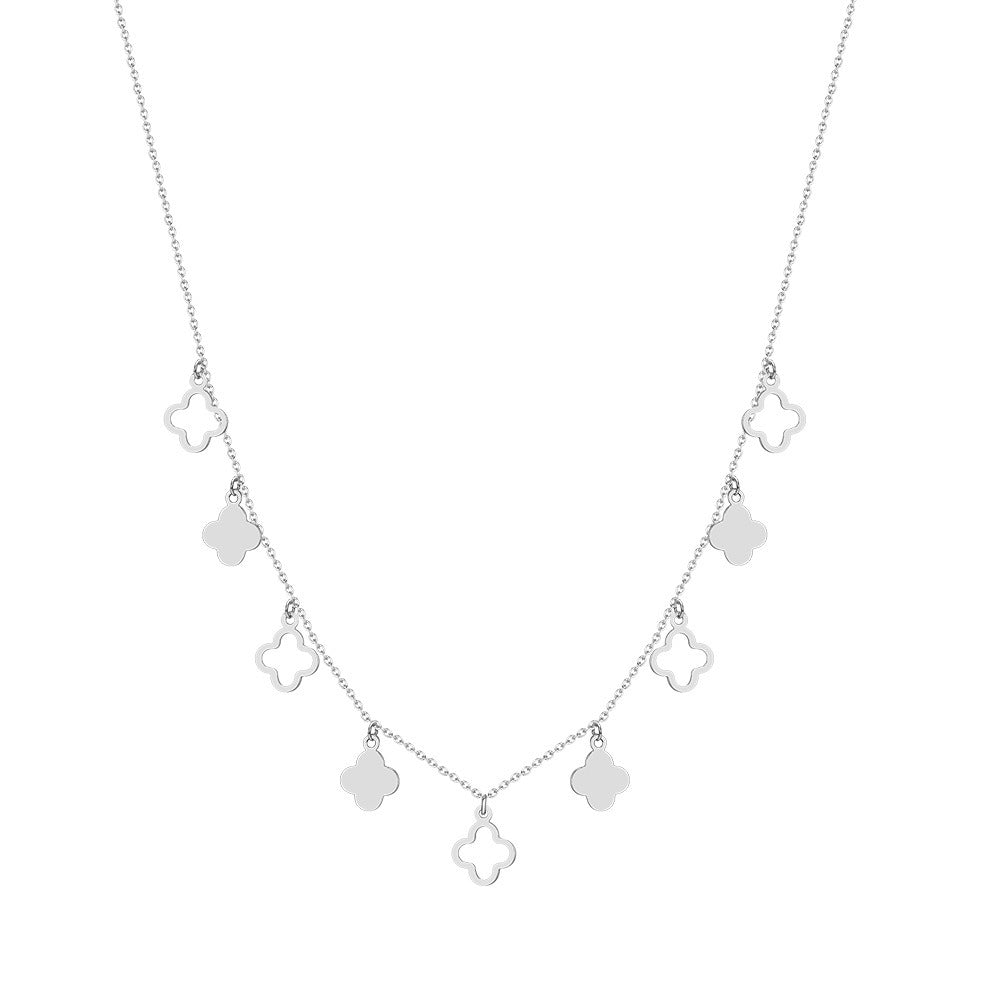 925 Sterling Silver Clover Necklace – Gold & Silver Four Leaf Pendant Choker | Kemstone A4-BQN24