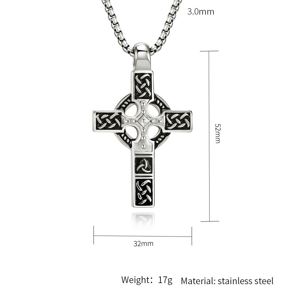 Kemstone Men’s Celtic Cross Pendant Necklace – Stainless Steel Faith & Strength K-PT453