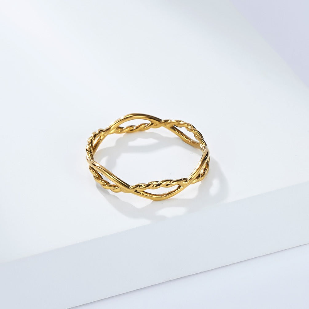 Kemstone Twisted Rope Ring – Stainless Steel Braided Women’s Jewelry K-R1072