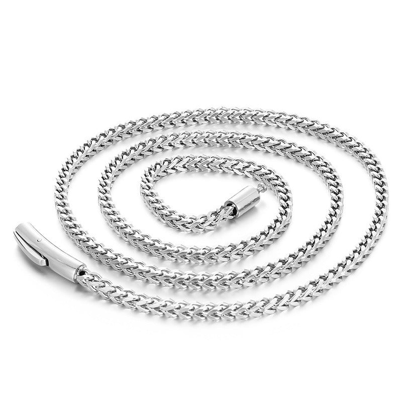 Kemstone Men’s Dragonbone Chain Necklace – 3mm Stainless Steel Magnetic Clasp Gold & Silver KN229117