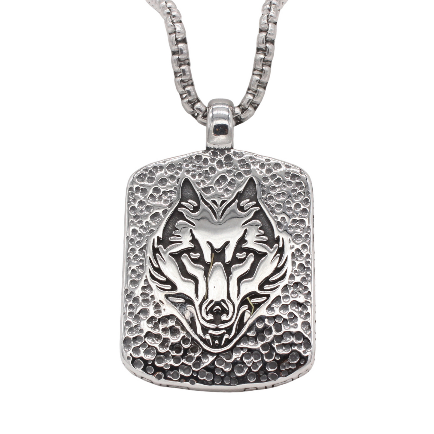 Kemstone Titanium Steel Wolf Head Pendant Necklace for Men Vintage P1546