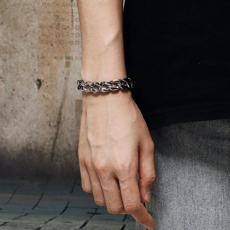 Kemstone Men's Titanium Steel Bracelet - Retro Floral Stainless Steel Cuff Elegance & Gift KB44060-D