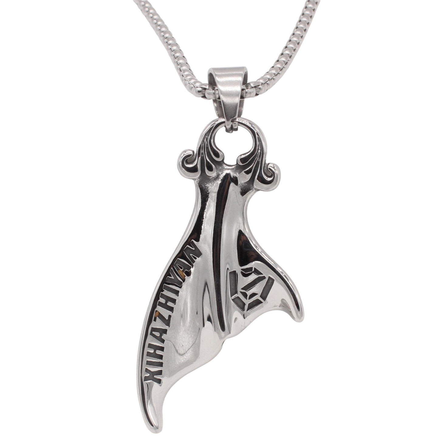 Kemstone Titanium Steel Mermaid Whale Tail Pendant Necklace for Men Vintage A17-P1523