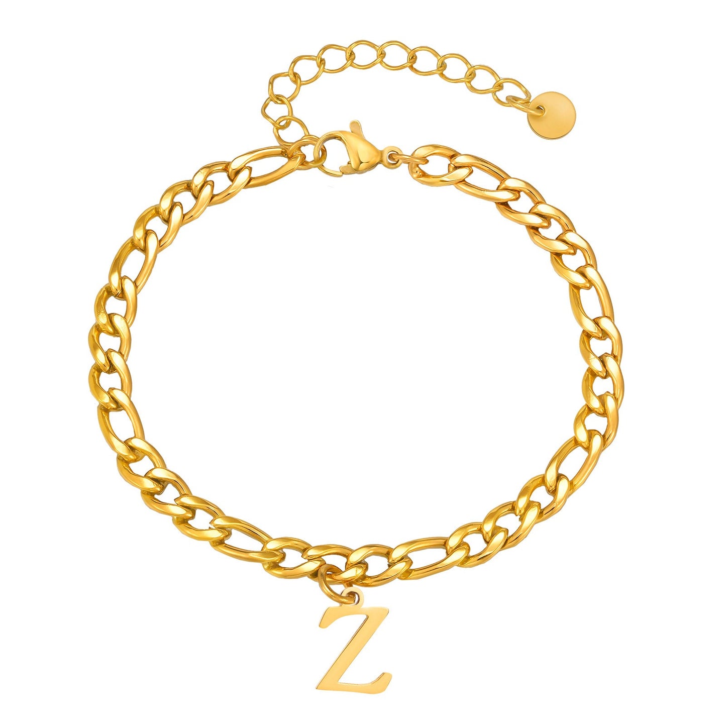 Kemstone Men's Stainless Steel 3:1 NK Chain Bracelet with Bold Alphabet Pendant - Durable Everyday Accessory for Casual to Formal Looks BR-2058