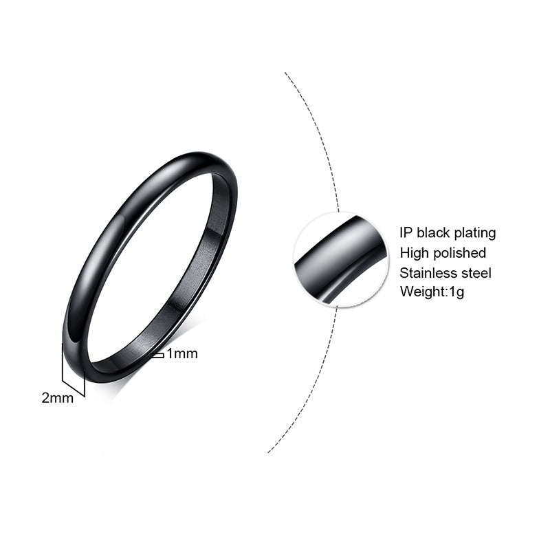 Kemstone 2mm Slim Circle Ring – Titanium Steel Stainless Steel Smooth Band for Daily Stacking R486