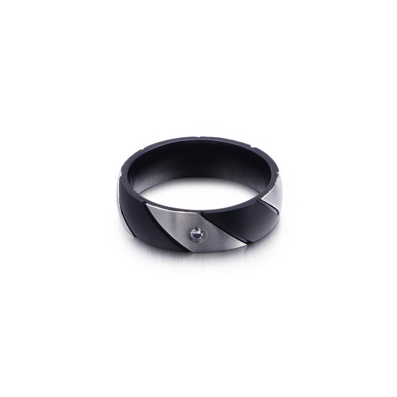Kemstone Dual-Twist Titanium Ring | Modern Geometric Couple Bands for Everyday Elegance KR83029