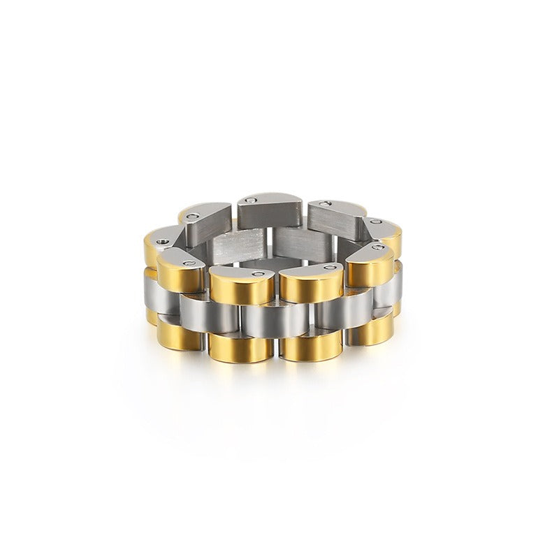 Kemstone Men’s Matte Geometric Ring – 8mm Minimalist Stainless Steel Band KR89119-K