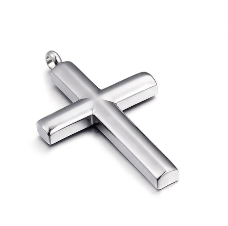 Kemstone Classic Titanium Steel Cross Necklace – Polished Pendant for Couples KP55901-BD