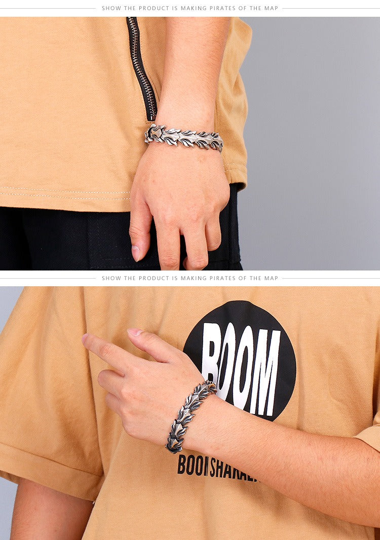 Kemstone Men's Titanium Steel Dragon Bone Chain - Urban Edge Bracelet for Everyday Boldness KB118446