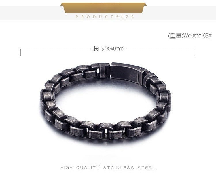 Kemstone Men’s Vintage Chain Link Bracelet – 316L Stainless Steel Rugged Minimalist Street Style KB95692-BD