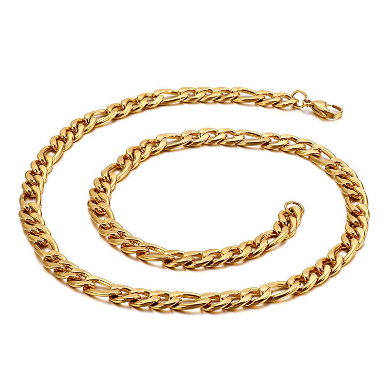 Kemstone NK Link Titanium Steel Chain – Matte & Polished Hip-Hop Necklace for Men KN93442-Z