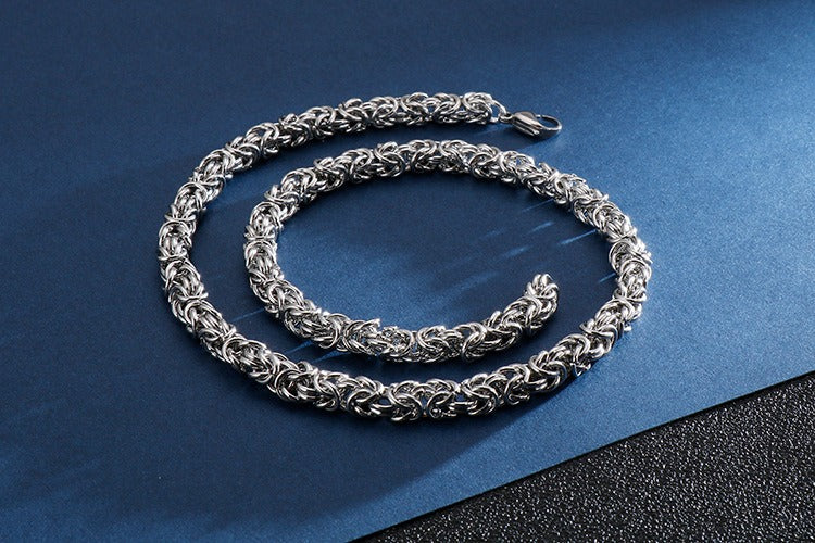 Kemstone Viking Dragonbone Chain Necklace for Men – Stainless Steel Biker Jewelry, 6-8mm KN93419-Z
