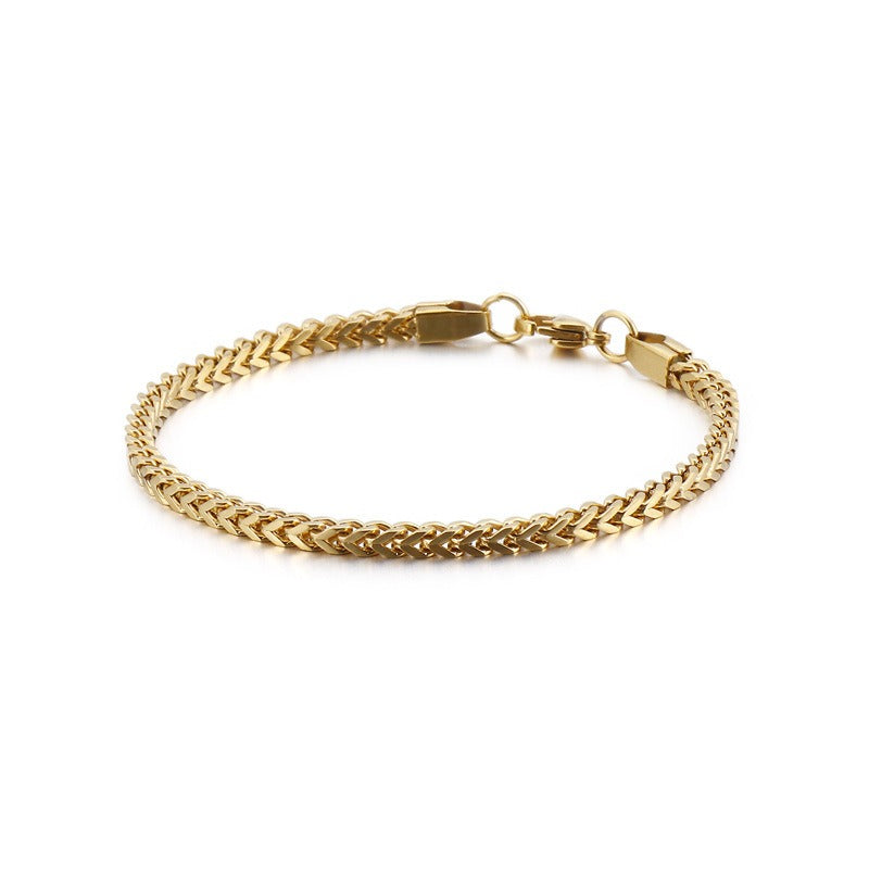 Kemstone Men’s Curb Chain Bracelet – Reversible Stainless Steel Streetwear in Gold, Silver, Black | KB129855-Z