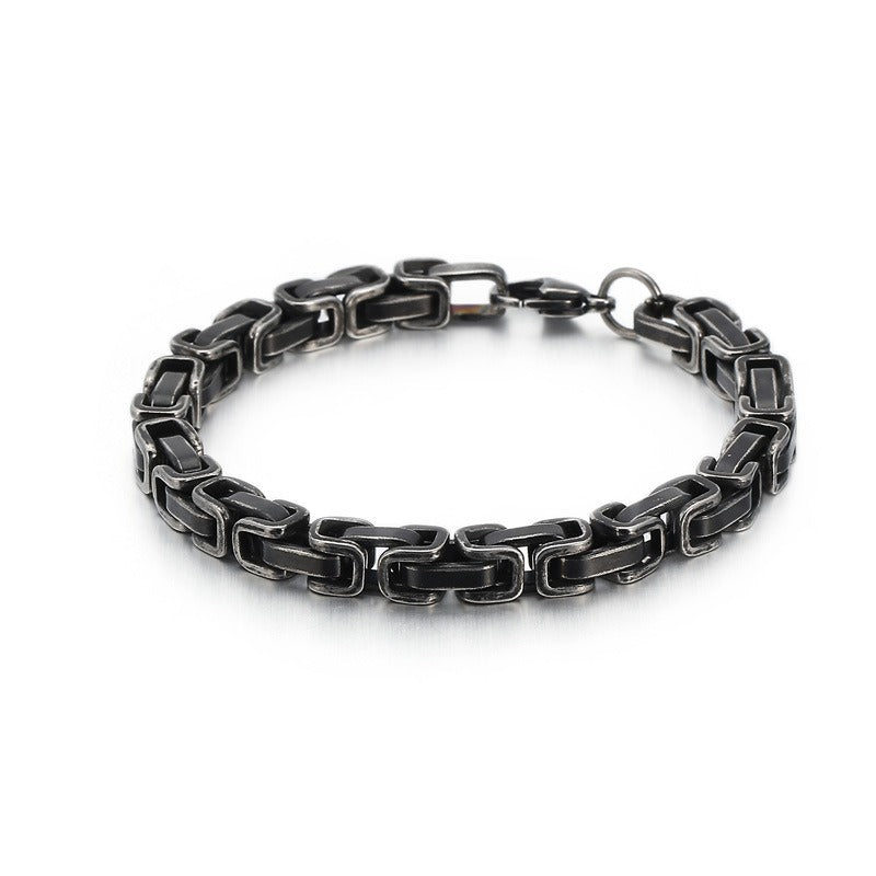 Kemstone Viking Emperor Chain Bracelet – Vintage Stainless Steel Armor-Link Design for Men KB130684-Z