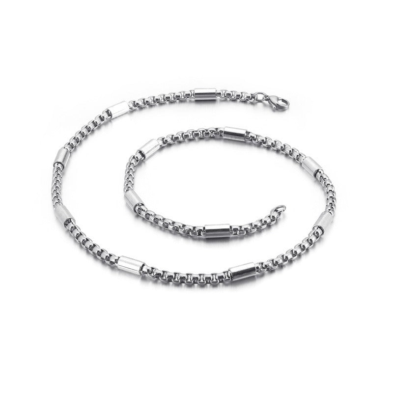 Collana con catena in acciaio al titanio Kemstone - Design geometrico moderno per unisex con osso KN107410-Z