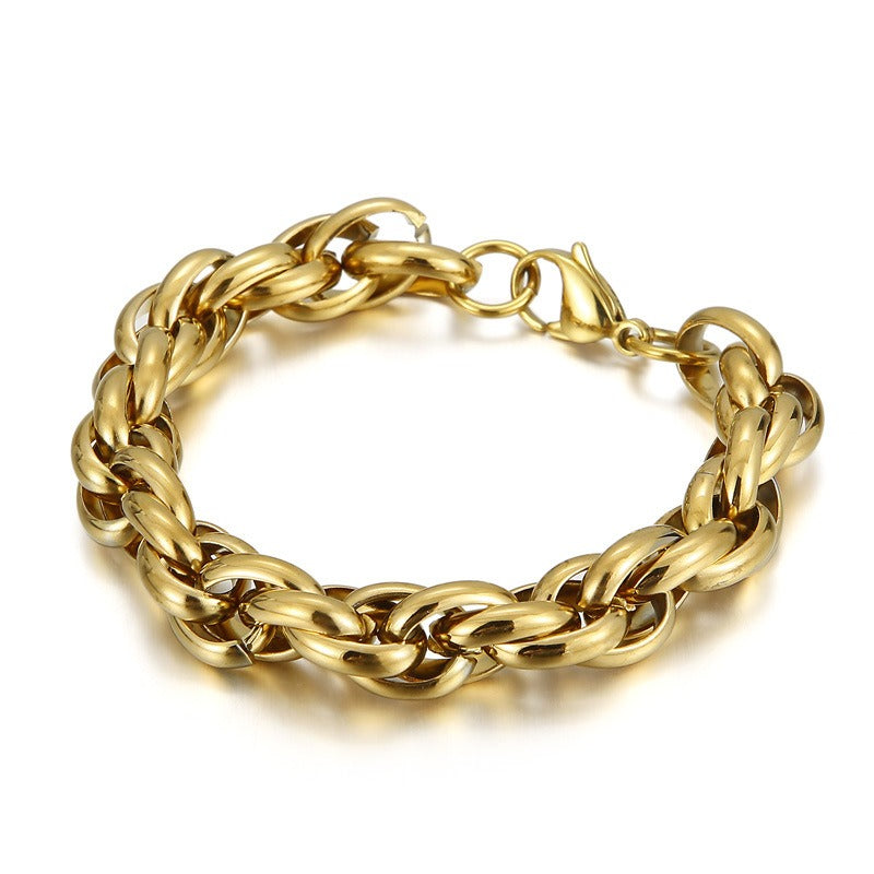 Kemstone Double-Clasp Adjustable Bracelet - Minimalist Stainless Steel Chain for Men's Daily Style KB107527-Z