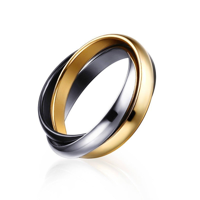 Kemstone “Trio Echo” Stackable Ring Set Three-Tone Stainless Steel Bands | Modern Minimalist Titanium Steel Jewelry | Hypoallergenic Everyday Elegance R-054