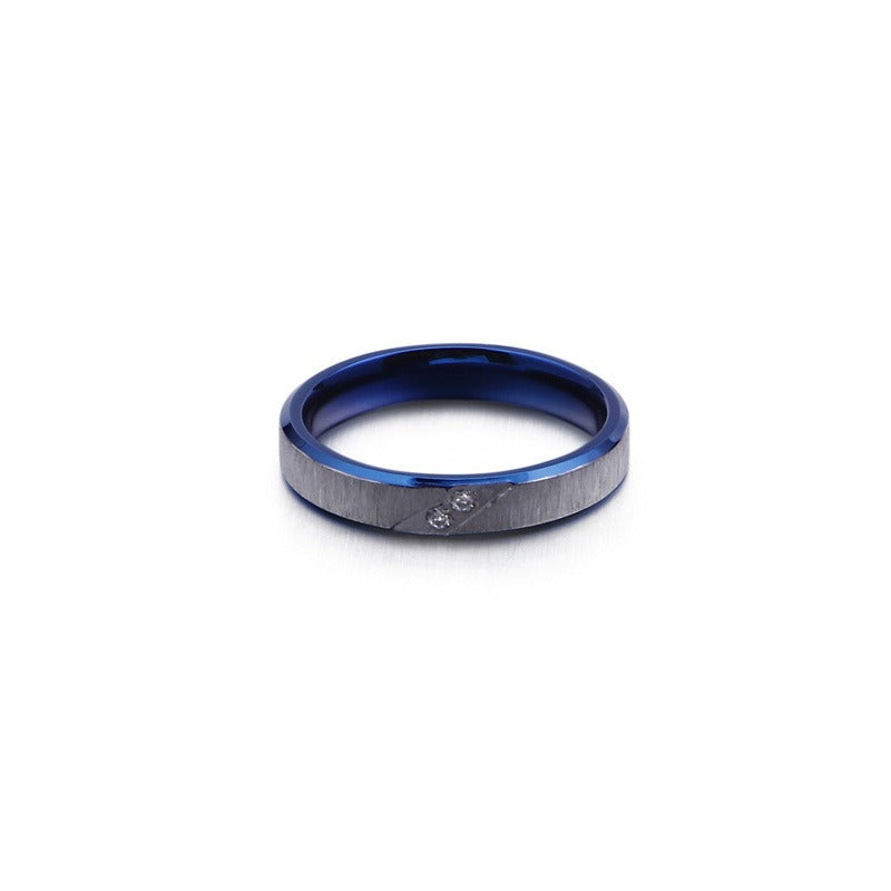 Kemstone Brushed Steel Ring for Men – 18K Gold & Crystals Accent, Gothic Minimalist Power Band KR46939-K