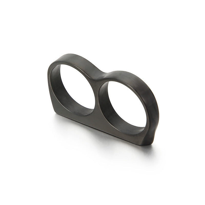 Kemstone Titanium Steel Dual-Loop Knuckle Ring – Smooth Punk Streetwear Men’s Jewelry KR92453