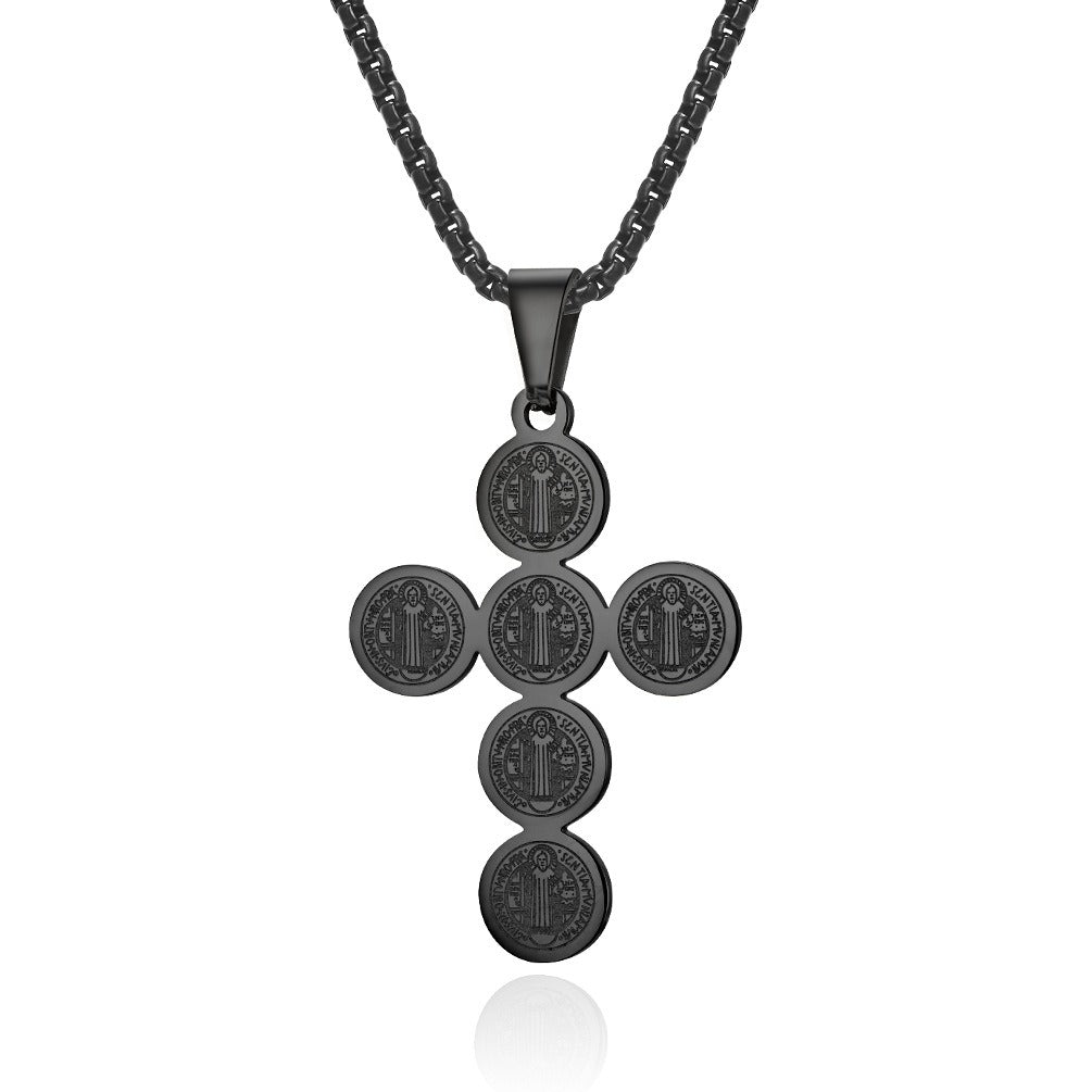 Kemstone Stainless Steel Medallion Cross Necklace for Men Vintage Style K-PT303