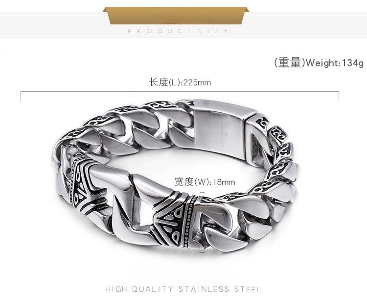 Kemstone Cast Ironwear Portrait Bracelet – Distressed Titanium Steel Gothic Men’s Chain KB104117