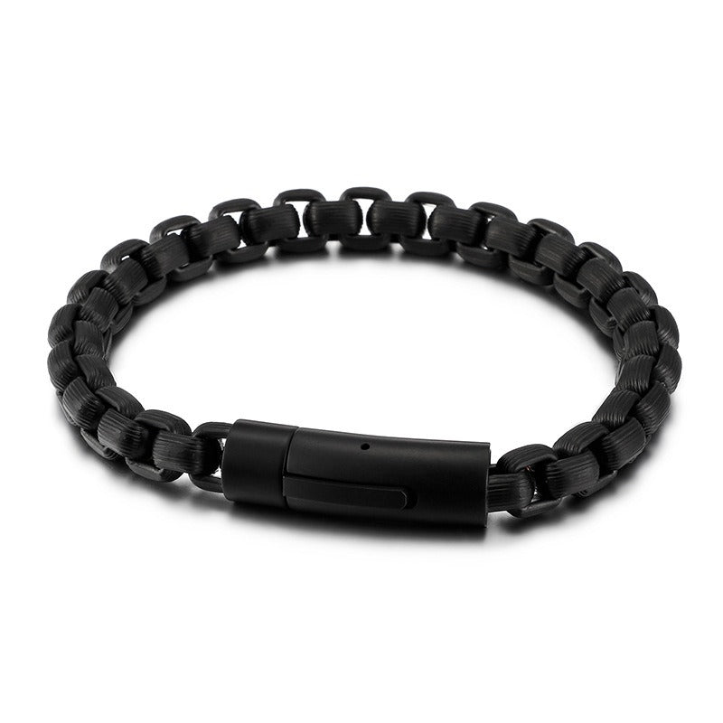 Kemstone Men’s Chunky Stripe Link Bracelet – Stainless Steel Biker Chain KB98786-K